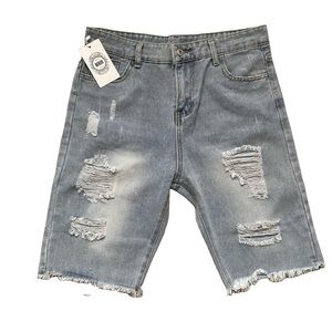 NWT NXH Distressed Denim Casual Bermuda Shorts Summer Vacation - Size XL